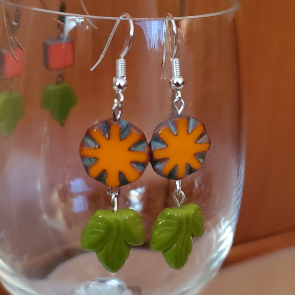 Czech glass dangle earrings